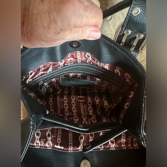 Tignanello Handbag Black Genuine Pebbled Leather Dual Handle Purse Satchel - Picture 7 of 14